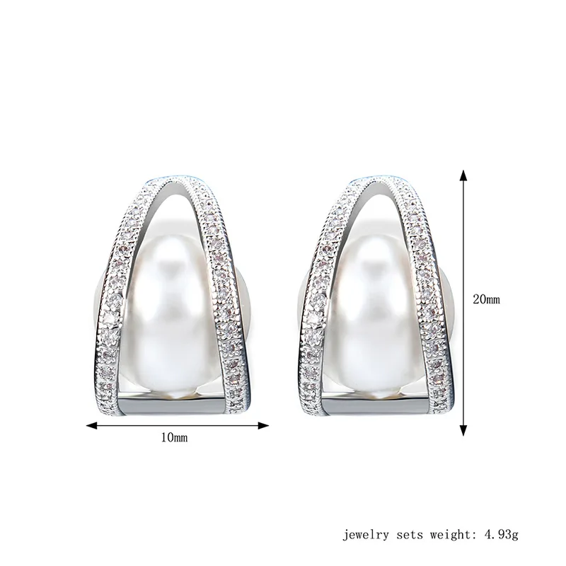 NJ темперамент простой циркон Жемчуг полые Треугольники Серьги гвоздики для