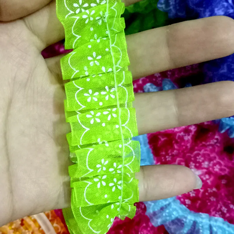 1M Tulle Lace Trim 2.5cm Flower Laces Ribbon Dolls Dress Sewing Accessories Snowflake Print Lace Fabric Trimmings Clothing RT15