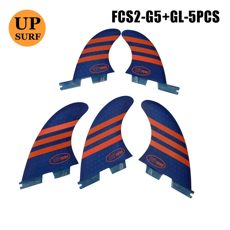 Surf FCS2 плавники G5 + GL размер оранжевый/синий сотовый плавник для серфинга FCS II три
