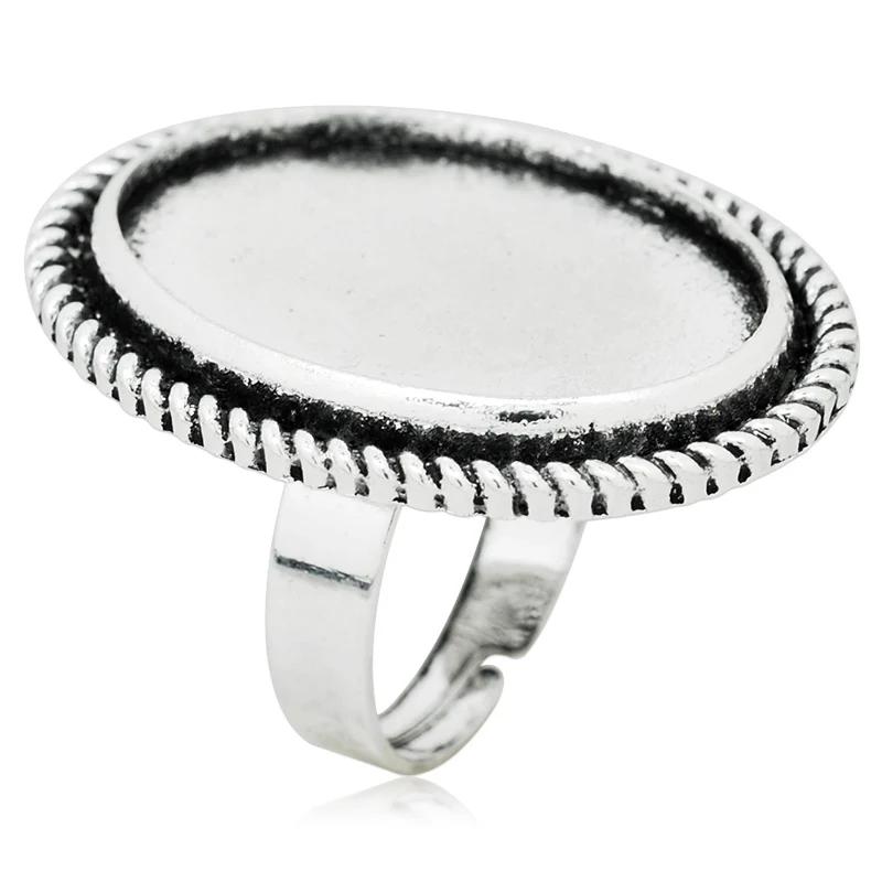 10 шт посеребренные Регулируемые фотообои базовое кольцо для пальца с округлым