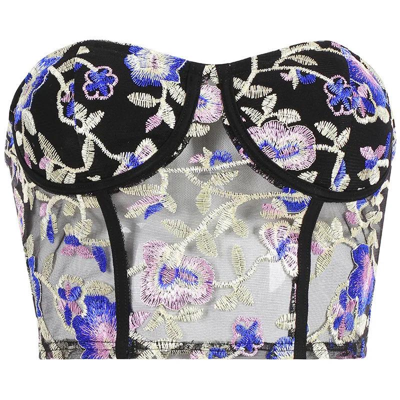 Cidukaka сетчатая кружевная вышивка топ на груди хлопок сексуальный низ винтажный