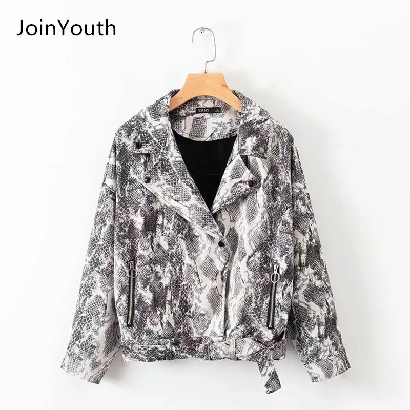 JoinYouth Женская модная Осенняя стильная куртка со змеиным принтом женская
