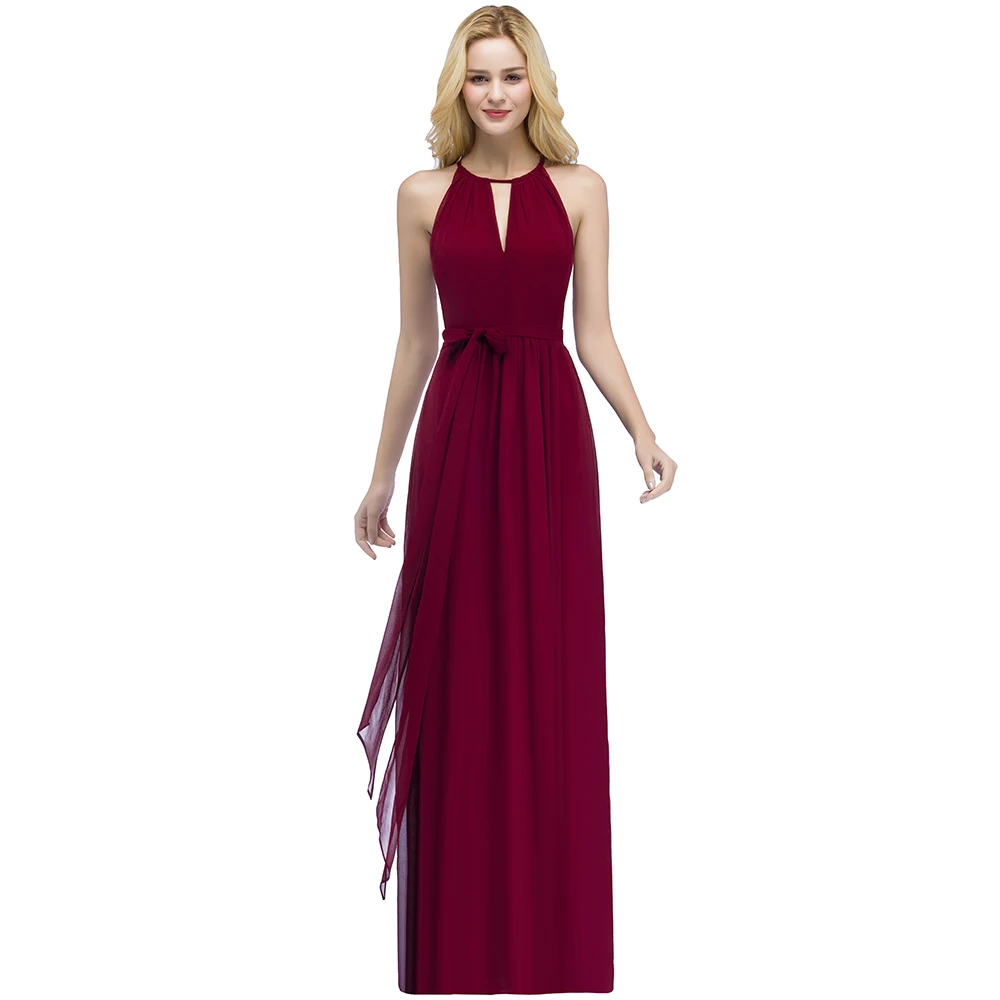 Vestido de festa longo A Line Purple Bridemaid Dresses Long Halter Simple Chiffon Prom Dress Wedding Party Gowns | Свадьбы и