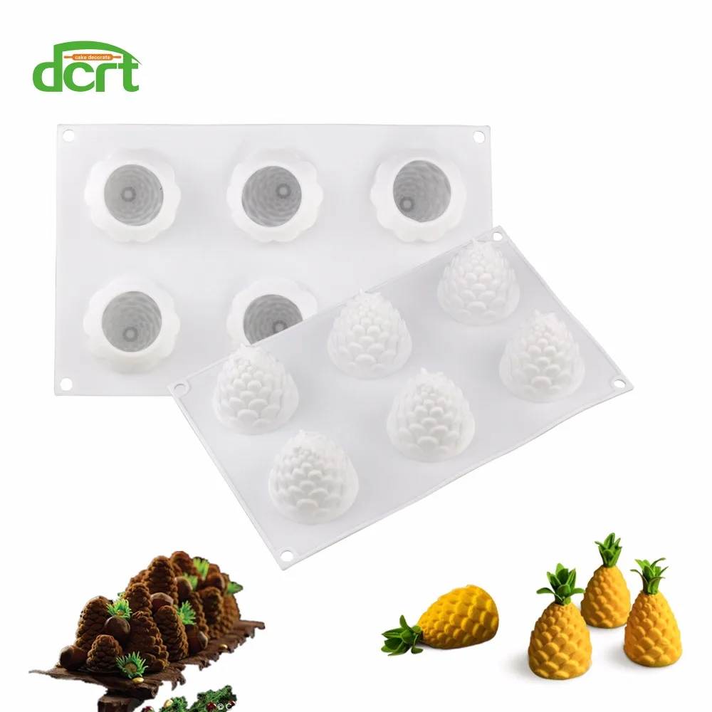 

Силиконовые формы для ананаса Pinecones с 6 отверстиями, DIY Инструменты для выпечки тортов, мороженое, мусс, десерт, кухонные аксессуары