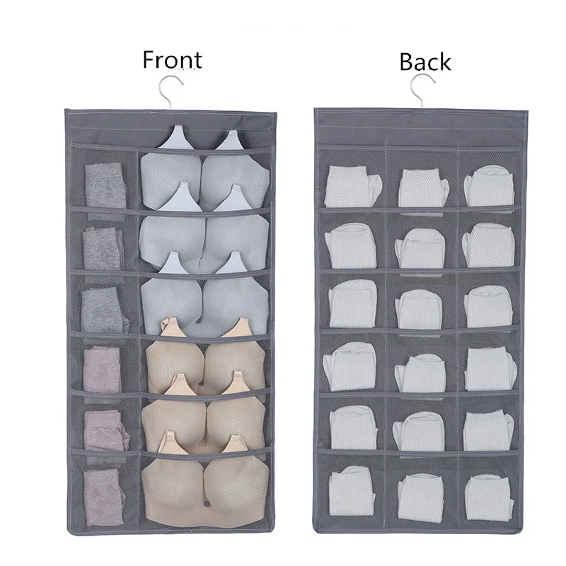 Style 2 Gray Простая Современная оксфордская подвесная сумка для хранения, 1 шт., нижнее белье, чулки, органайзер для шкафа, двухсторонний подвесной Органайзер - Цвет: Style 2 Gray