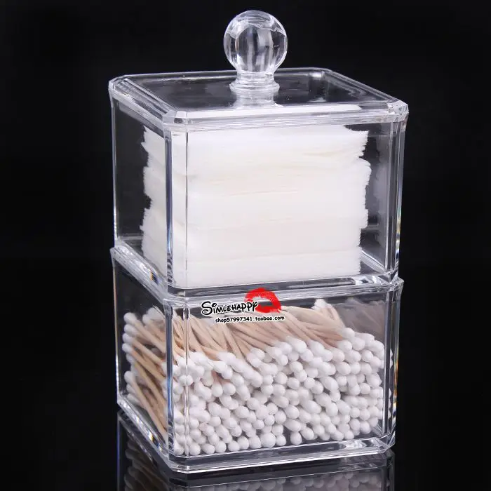 

Plastic cotton swab box desktop cosmetics storage box transparent cotton pad box skin care products accessories storage box