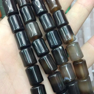 black agate Новые каменные трубчатые бусины цилиндрическая круглая колонна гладкая бусина Размер 10 мм 10x14 мм 15 дюймов DIY ювелирных изделий - Цвет: black agate