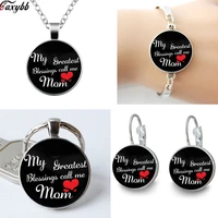 mom necklace my greatest blessing call me mom necklace lettering glass cabochon pendant mothers day jewelry gift from children