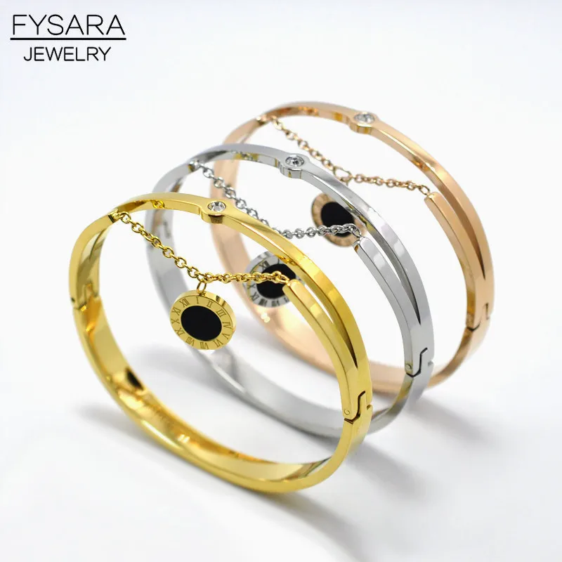 FYSARA Элитный бренд двухсторонняя черный браслет с украшением в виде кристаллов