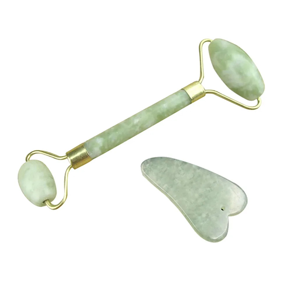 2 шт. Королевский нефритовый ролик с двойной головкой для массажа лица похудения