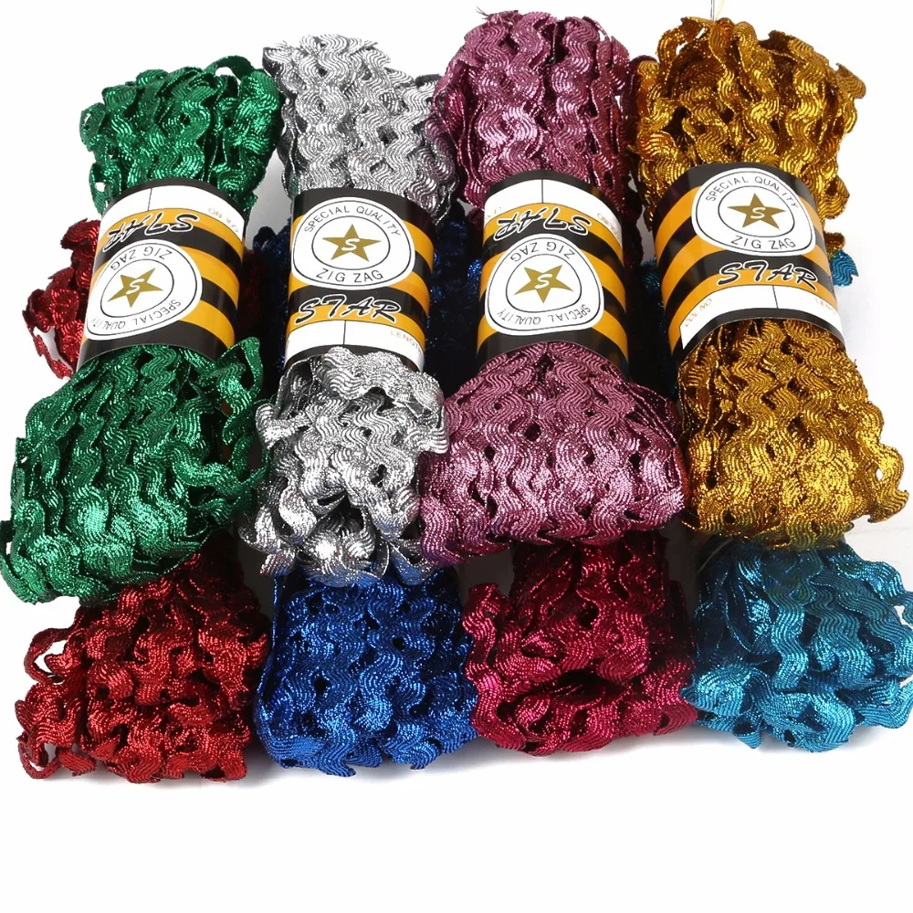 15 ярдов/лот 8 мм металлическая териленовая лента зигзаг Ric Rac кружевная для