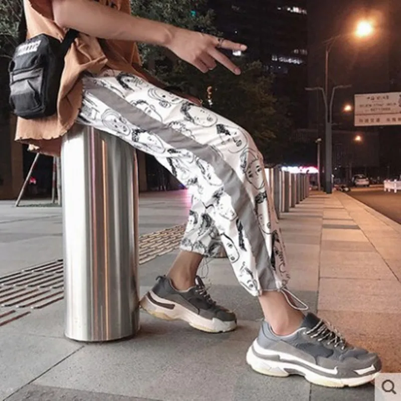 Funny Print Loose Casual Pants Men's Beam Foot Harem Comics Printed Joggers Men Hip Hop Streetwear Trousers | Мужская одежда