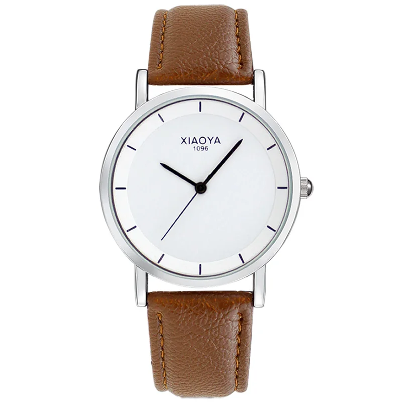 White brown 1096 XIAOYA модные Ультратонкие мужские наручные часы s кожаный ремешок простой кварцевые часы мужские Relogio Masculino мужские часы Reloj Hombre - Цвет: White brown 1096