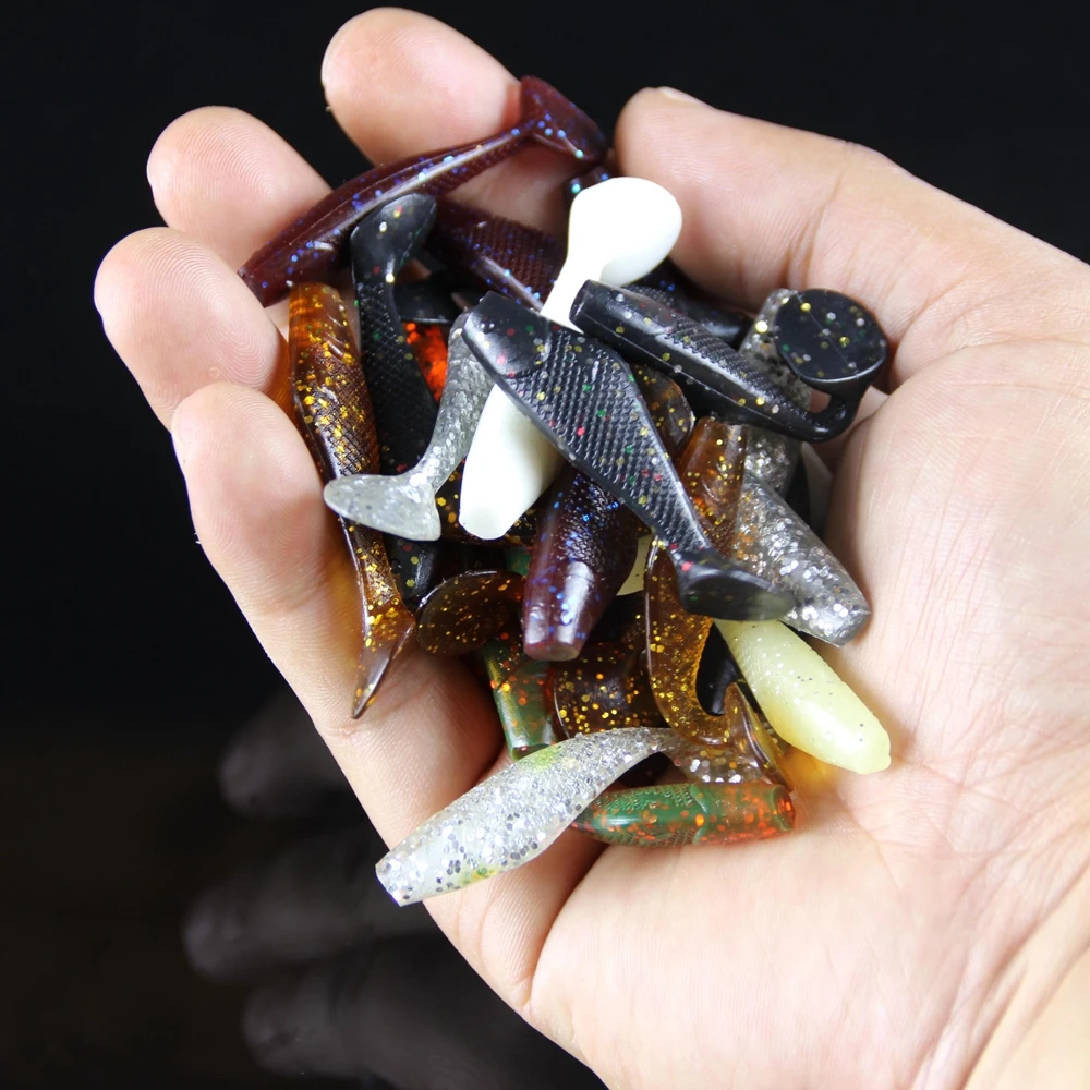 Новинка,, 12 шт./лот, Мягкая приманка Shad с хвостом-веслом, 5 см/1,6 г, мягкие приманки, пластиковые черви, приманки для ловли карпа, приманки для рыбалки на озере