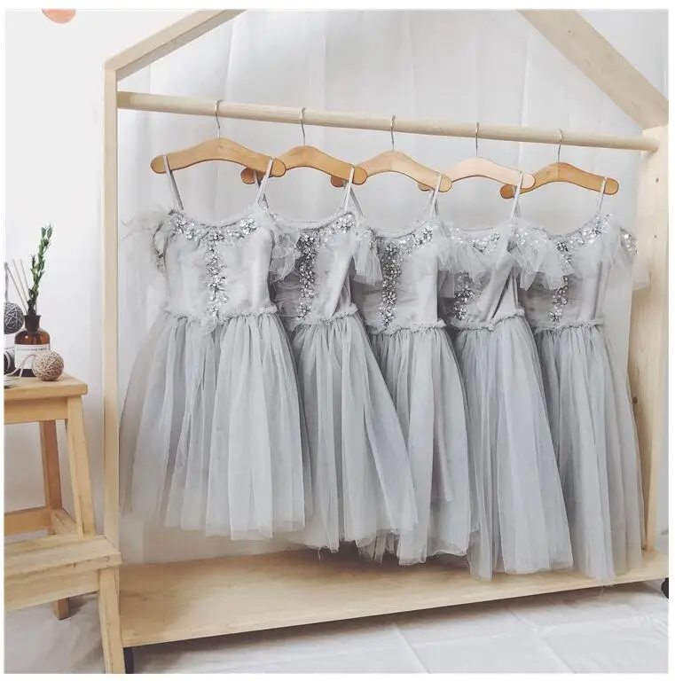 top market children girls beading lace dress kids off shoulder tulle toddler princess party ins fashion vestido Детская одежда и