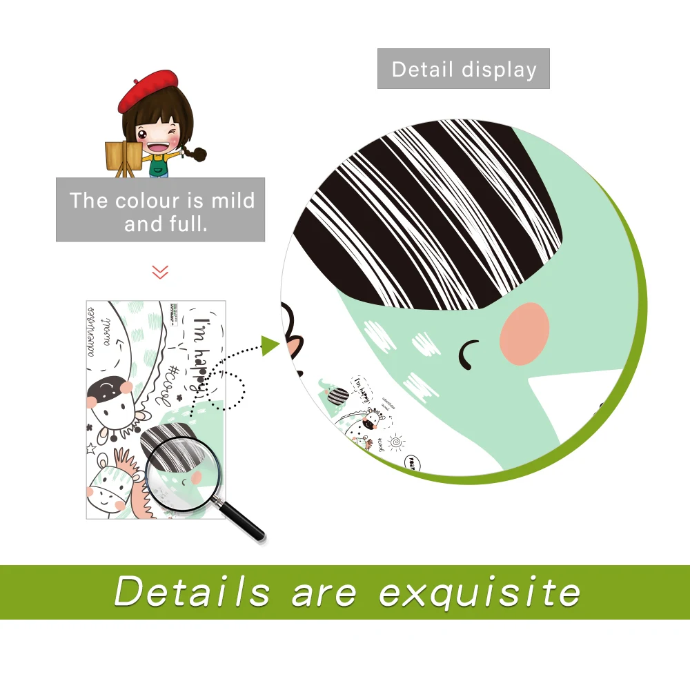 2 шт./компл. милые Мультяшные наклейки на стену животные для детской комнаты