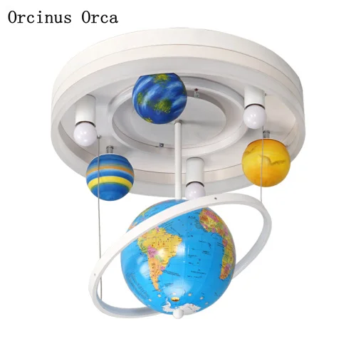 

Cartoon Creative Rotary Globe Chandelier Boys Bedroom Children's Room Light Modern Simple LED Planet Chandelier free shipping