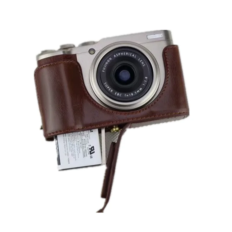 Черная/коричневая/кофейная Половина корпуса камеры кожаный чехол для Fuji Fujifilm XF10