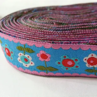 5/8 '(16 mmx5yards) цветки сливы тюльпаны розы тканые полиэстер Жаккардовая лента собака цепи аксессуары для ванной комнаты с ловкость для ошейник для собак