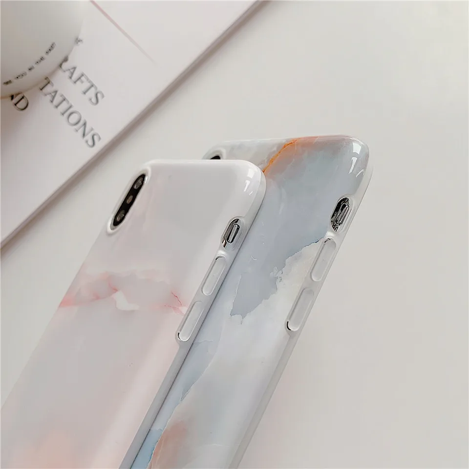 Awesome soft TPU stone glossy Marble phone cover For Apple iPhone 8 plus cases XR X 7 6 6s Xs max |
