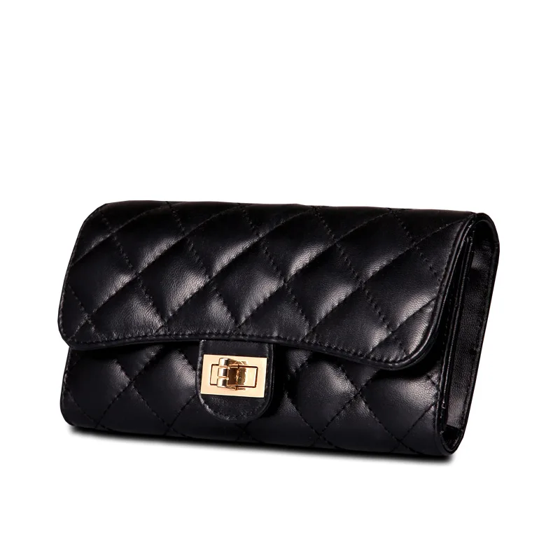 Новинка 2016 Женский кошелек из натуральной кожи овчина длинный замок клатч