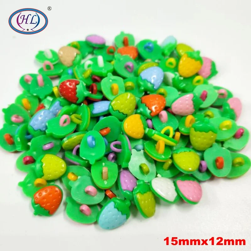 

HL 15mmx12mm 50/100PCS Mix Color Shank Strawberry Plastic Buttons Children's Clothing Garment Sewing Accessories DIY Crafts