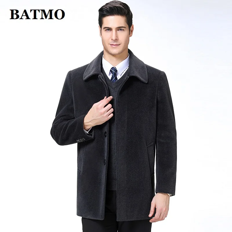 

BATMO 2019 new arrival autumn&winter high quality cashmere trench coat men,men's jackets,warm coat,plus-size M-4XL,9166