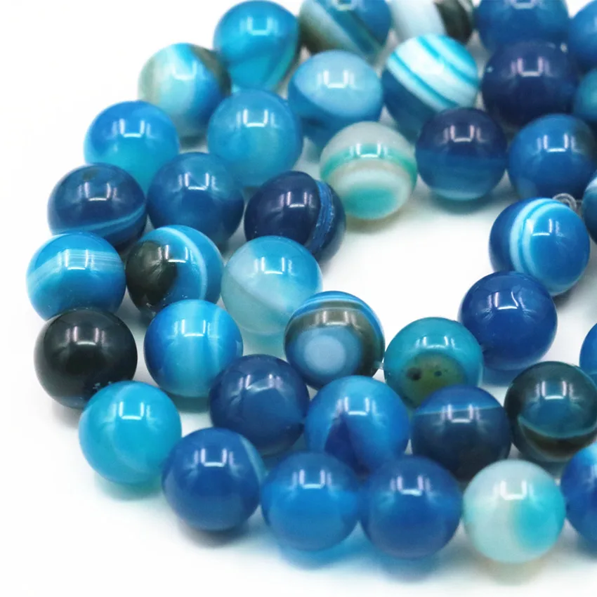 6 8 10 12mm Round Natural Veins Onyx Agates Blue Loose Beads Carnelian Pick Size for Jewelry Making DIY Findings 15inch A350 | Украшения и