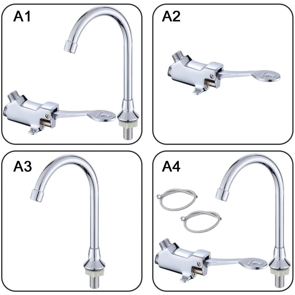 

Switch Control Foot Pedal Valve Copper Bathroom Basin Faucet Single Cold Tap Water Faucet Hot Sale for schools office buildings