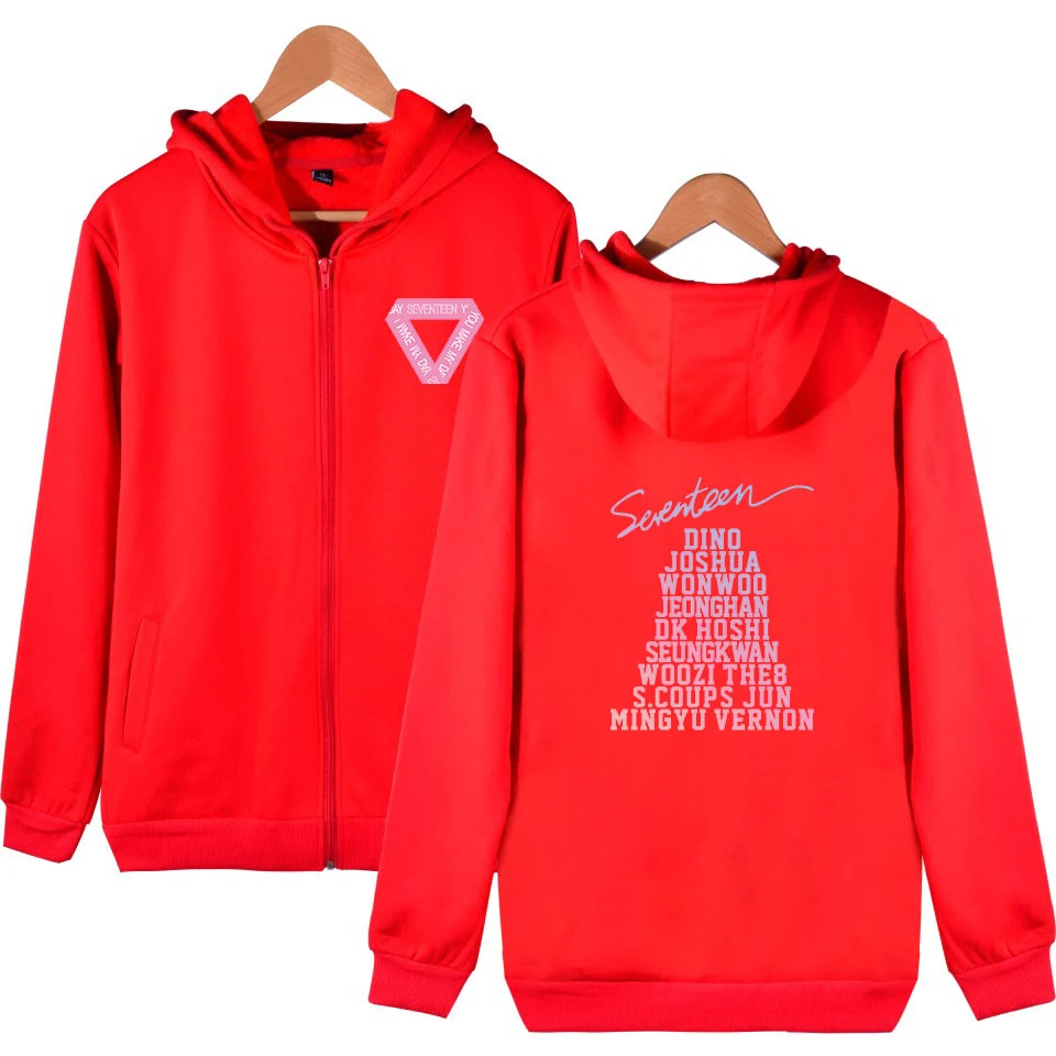 

Seventeen Zipper Hoodies 2018 New Fashion Comfotable Sweatshirt Long Sleeve Kpop Hot Fashion Casual Plus Size