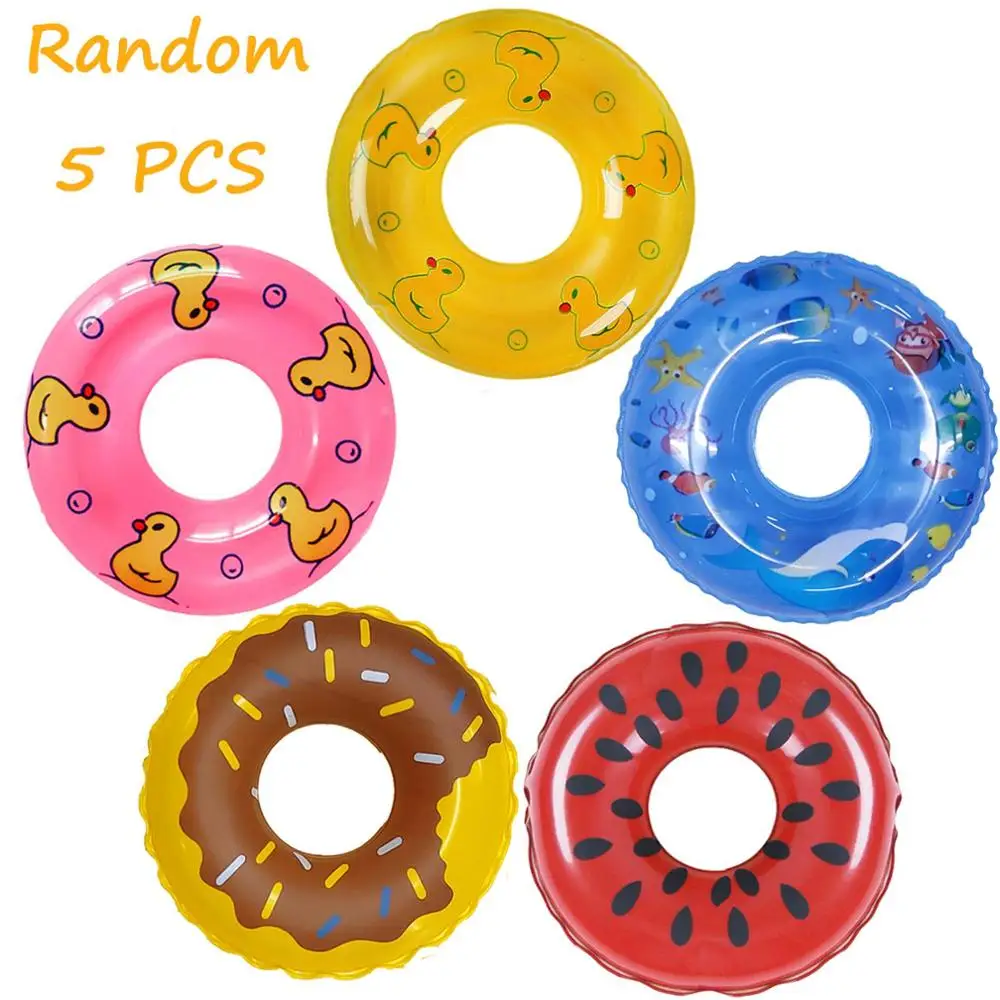 Random 5 Pcs Мини спасательный круг плавающий птица фантазия Лошадь Кролик форма животного купальный буй кукольный домик аксессуары для Кукла Барби игрушки - Цвет: Random 5 Pcs