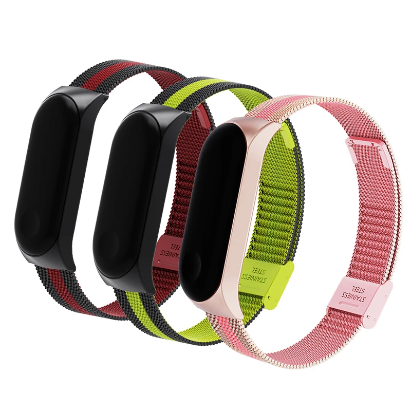 Металлический ремешок для Xiaomi mi band 3 4 сменный металлический браслет из