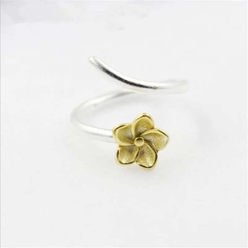 LULU-PIG 925 Silver Classicfashion Bauhinia Open Ring Split Color Electroplated Bloom R0087 | Украшения и аксессуары