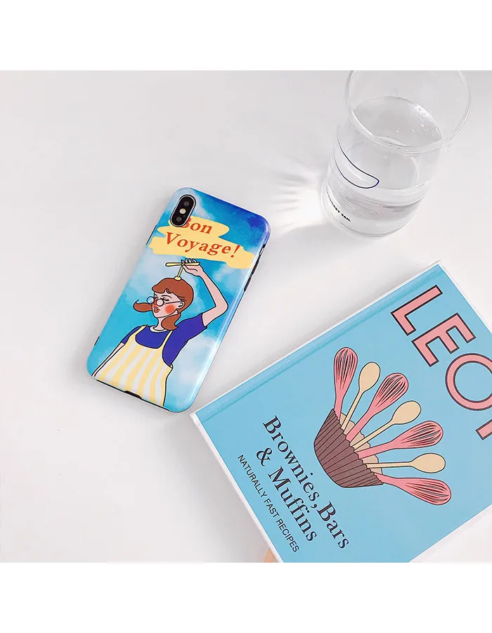 Luxury Glossy IMD Soft Silicone Cover for Apple iPhone case 7 8 Plus XR X XS Max 10 6 6S Cute Cartoon Free Fly Girl Love Coque |