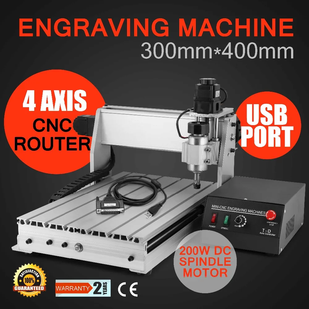 

4 Axis USB Engraving Machine 30 x 40cm Milling Router 3040T CNC Artistic PCB PVC Engraver