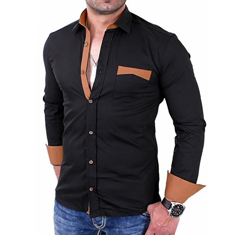 Для мужчин рубашки новый модный бренд Camisa Masculina рубашка с длинными рукавами
