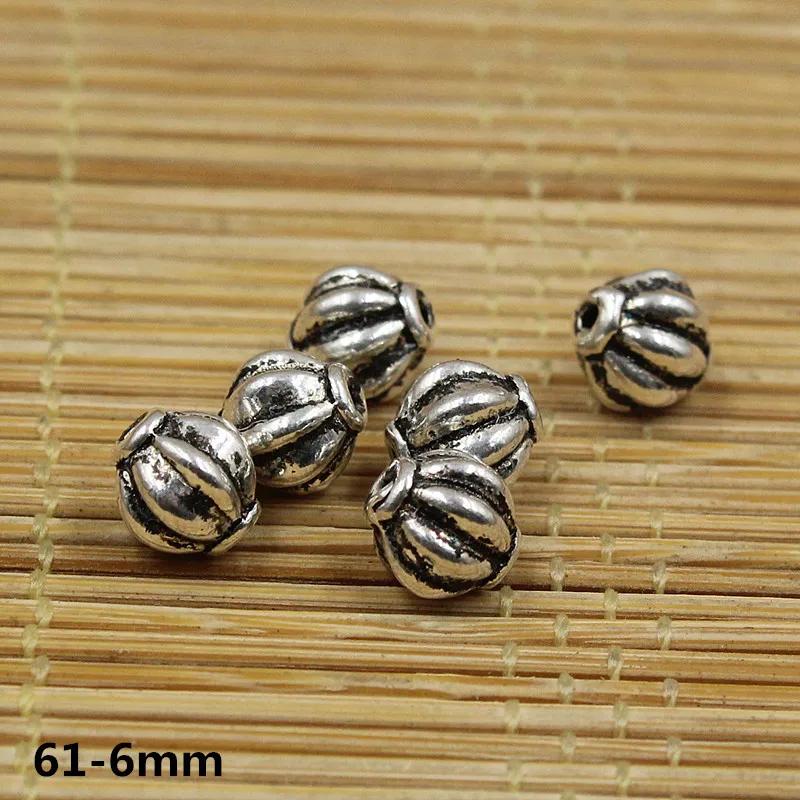 

300pcs Tibetan Tibetan Silver Pumpkin Beads Bracelet Necklace Bead 6mm DIY Jewelry Accessories Bodhi Beads Accessories