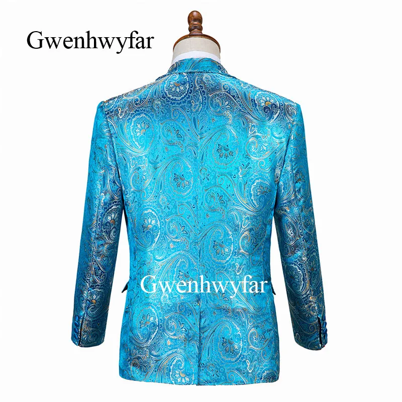 Gwenhwyfar модные синие мужские строгие облегающие костюмы с цветочным рисунком