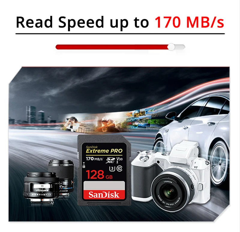 SanDisk Extreme PRO SD карта 64 Гб флэш-карта памяти 128 ГБ SDXC карта камеры U3 класс 10 UHS-I V30 170 МБ/с./с 4K UHD для цифровых зеркальных фотокамер