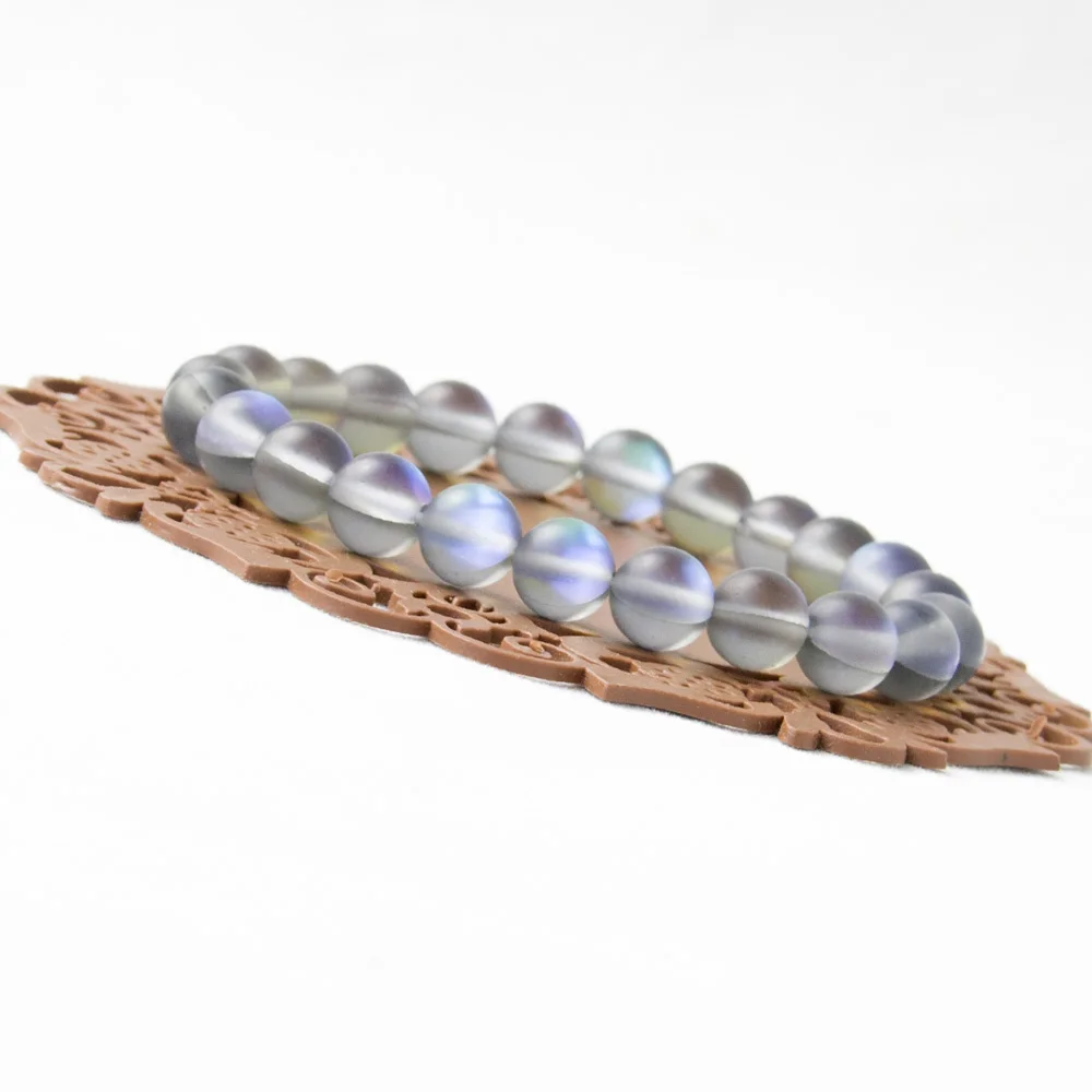 Блестящий свет 8 мм бисер флэш камень синий Лабрадорит женские модели браслетов