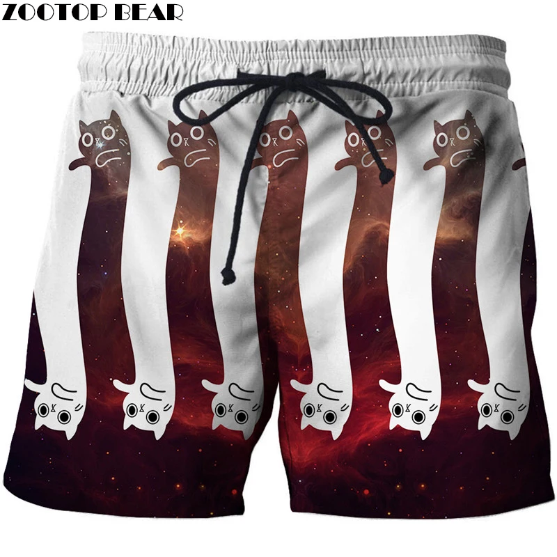 

NEW Cat Men T-Short Summer Surfing Beach Shorts Bodybuilding Workout 3D print Animal Breathable Fitness Male Quick Dry Pant