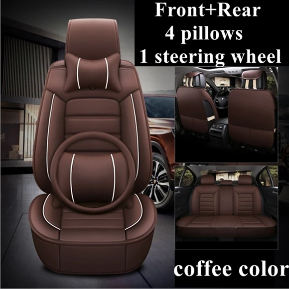Передняя+ задняя крышка сиденья автомобиля набор для Toyota Pruis Hilux FJ Cruiser Crown Yaris LC Prado Venza Zelas Vios Auris Matrix Corolla Voltz - Название цвета: coffee luxury