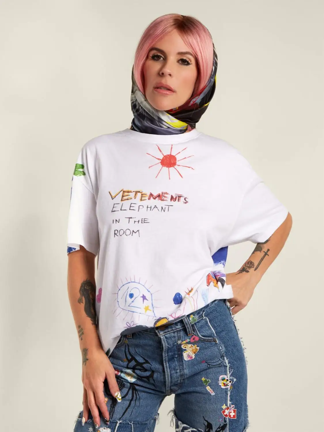 

New Novelty T Shirts ETEMENTS Elephant Graffiti T Shirts T-Shirt Hip Hop Skateboard Street Cotton T-Shirts Tee Top kenye #L130