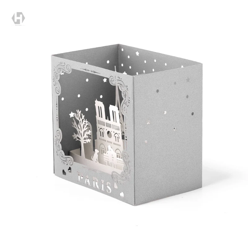 3D Pop Up Париж скульптура поздравительные открытки Рождественская открытка