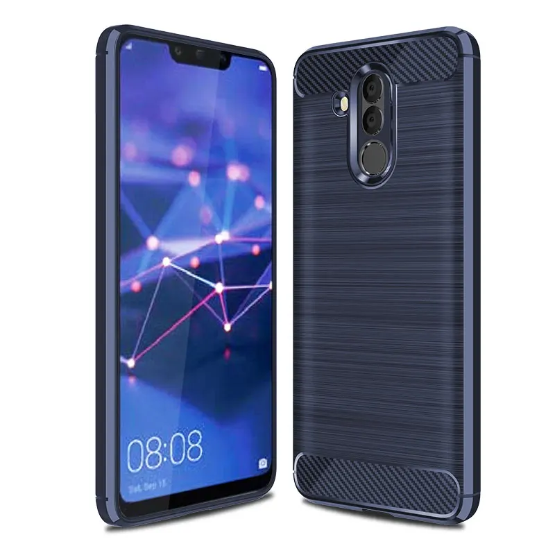 blue Карбоновый чехол для huawei mate 20 Lite, чехол для mate 20 Lite, силиконовый бампер, мягкий чехол Huaiwe mate 20 Lite, защитный чехол для телефона - Цвет: blue