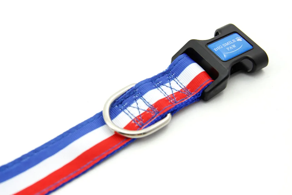 Nylon Dog Collar Adjustable Tricolor flag Theme Print Quick Release Puppy for Small Medium Large Dogs Walking Training | Дом и сад