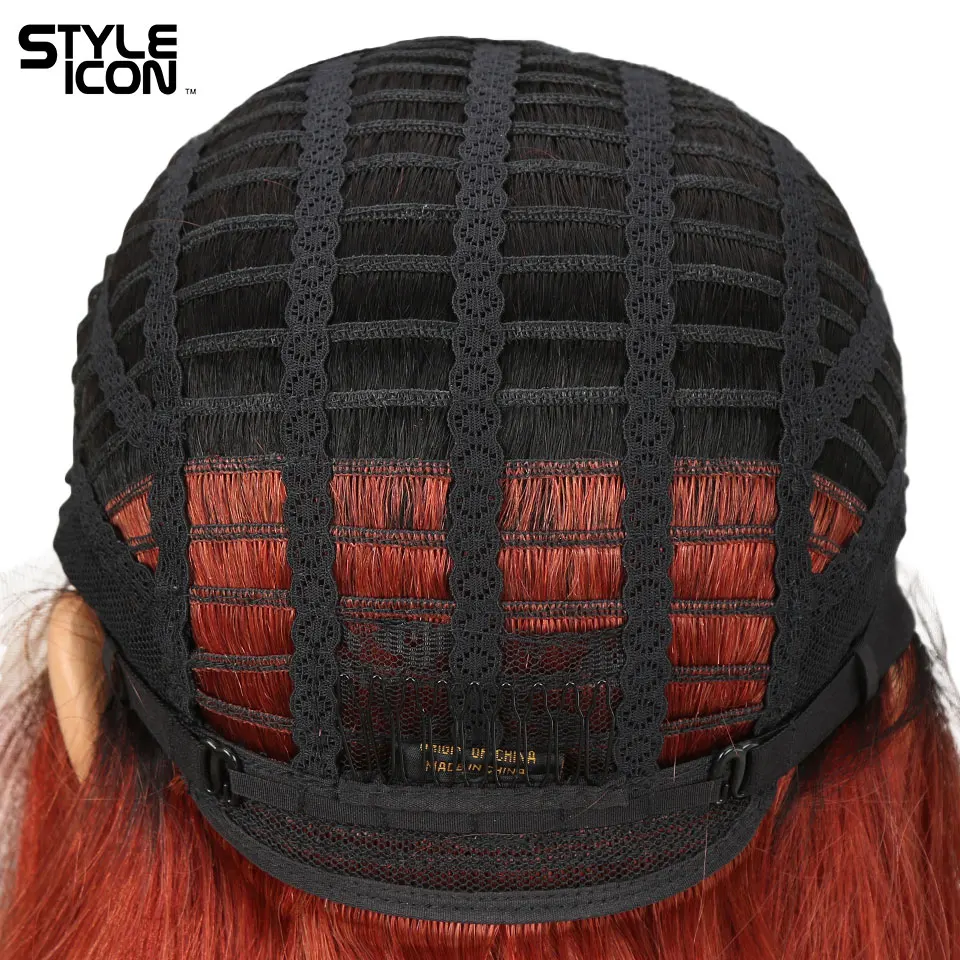 Styleicon Short Bob Straight Hair Wig Lace Front Wigs Middle Part Ombre Human 130% Density Malaysian Pink Red Remy | Шиньоны и парики
