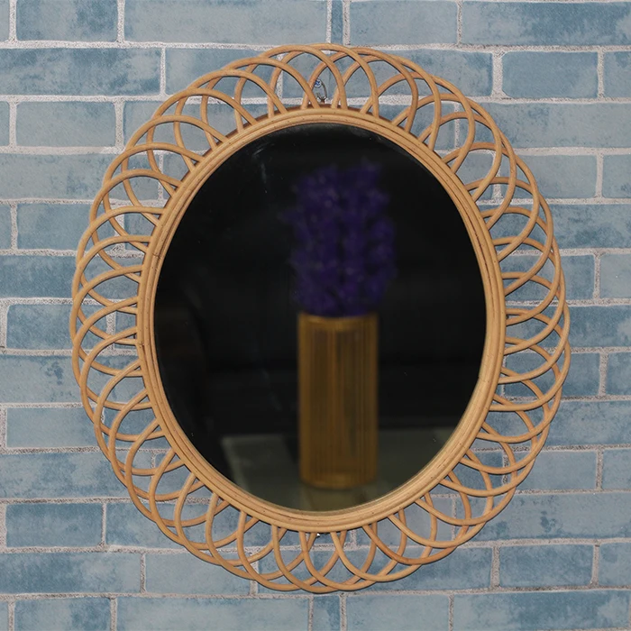 Французский 50s бамбуковая зеркало boho sunburst косметическое зеркало серебристое настенный starburst зеркало натуральные украшения для дома