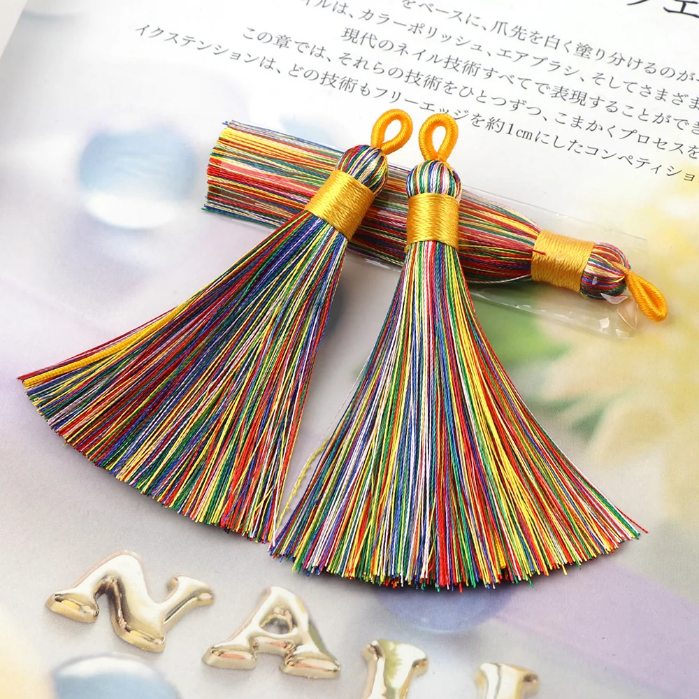 DK834-3 8 см длинные Красочные 5 шт. атласные шелковые кисточки для серьги Шарм Кулон хлопковые кисточки Diy ювелирных изделий - Цвет: DK834-3
