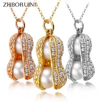 zhboruini pearl necklace pearl jewelry natural freshwater pearl peanut pendants 925 sterling silver jewelry for women gift